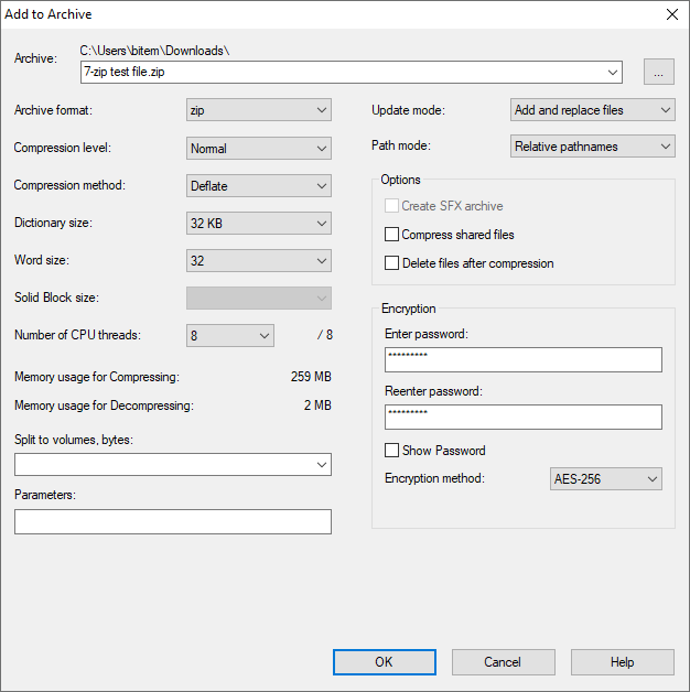 how to encrypt files with 7-zip