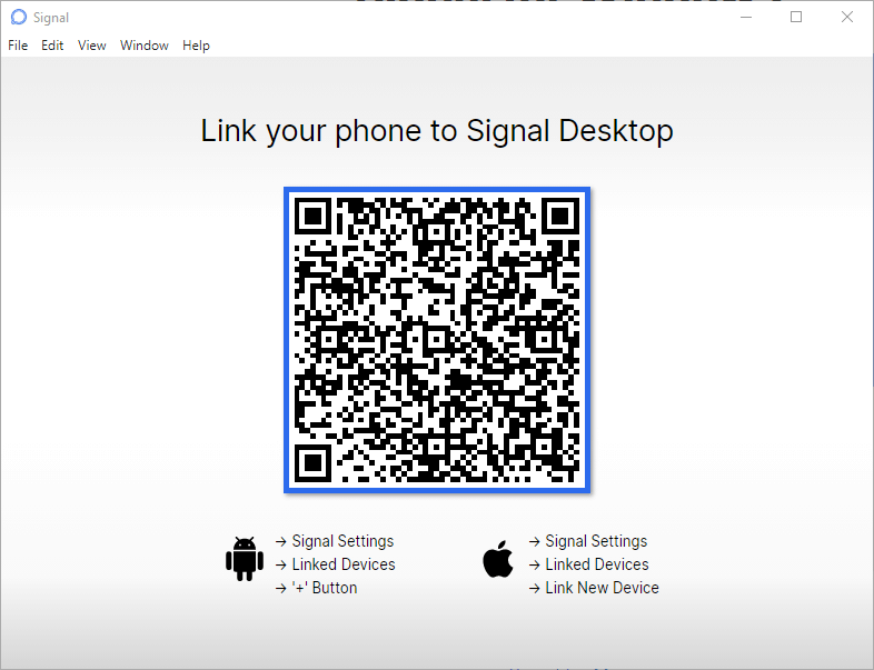 Signal desktop QR code