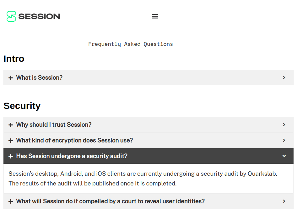Session Messenger FAQ Page