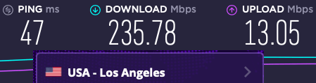 VyprVPN speed test los angeles