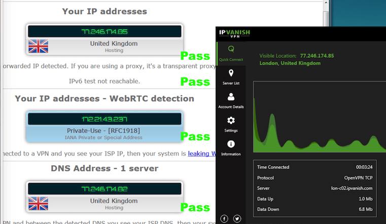 IPVanish security tests vs Surfshark