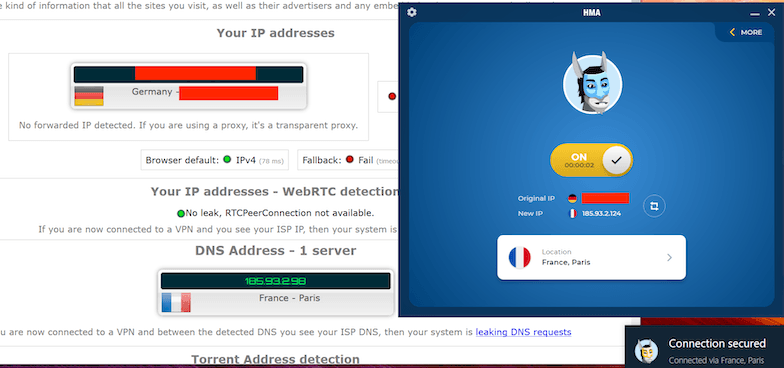 HMA VPN leak