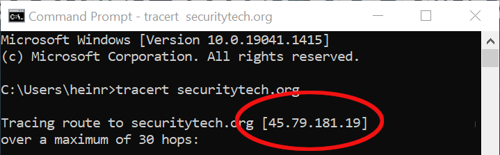 securitytech tracert