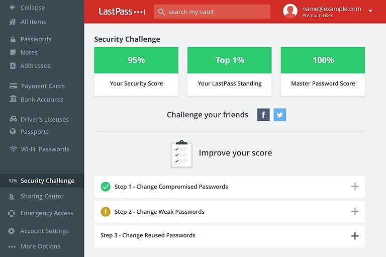 LastPass UI