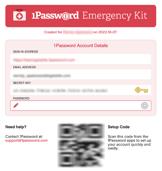 1Password  Emergency Kit