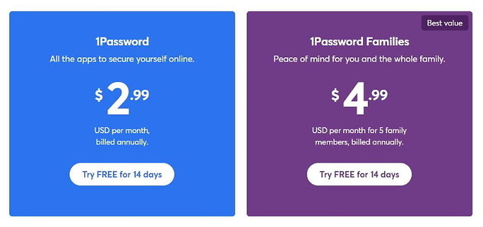 1Password Pricing, Individual Plans