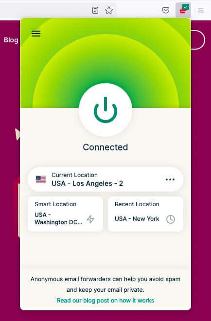 Travel VPN: ExpressVPN interface