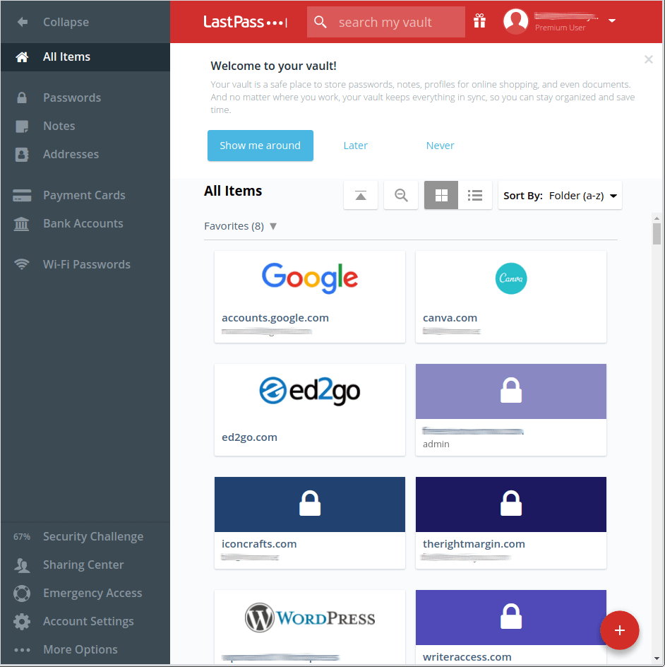 lastpass interface