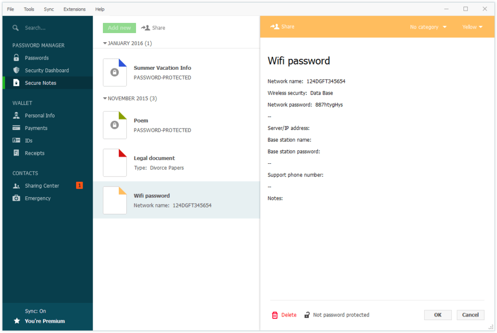 Dashlane  UI