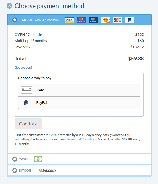 OVPN payment methods