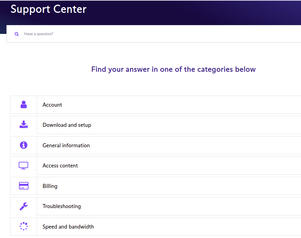 Proton VPN Support Center options