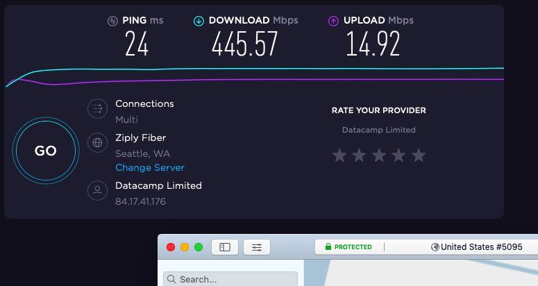 VPN.ac speeds vs NordVPN