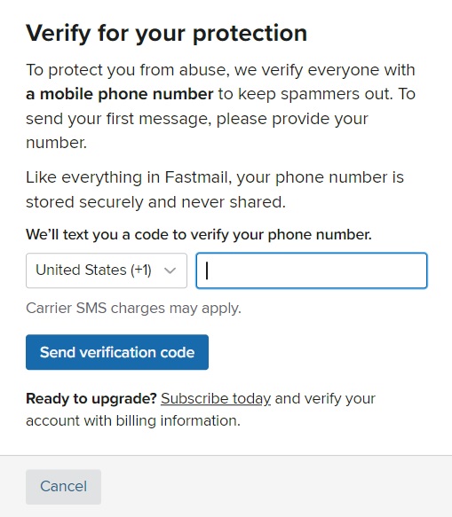 Fast mail phone verification