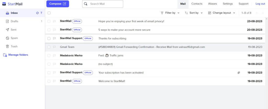 StartMail interface test