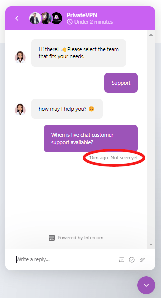 PrivateVPN Chat Support can be slow to respond