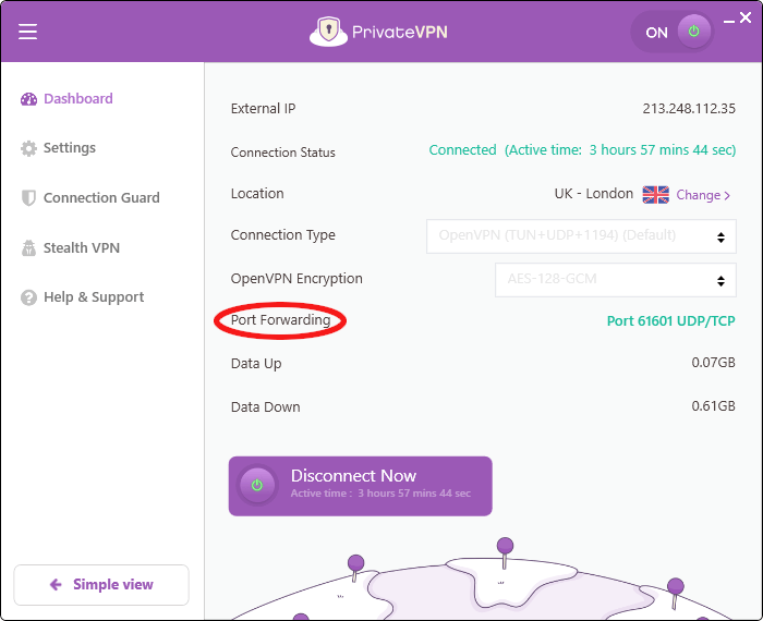 PrivateVPN port forwarding