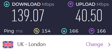 PrivateVPN server speed tests London