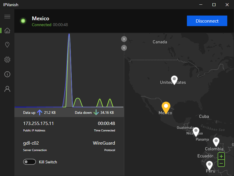 Chromecast VPN: IPVanish UI