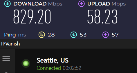 IPVanish speeds for Netflix streaming