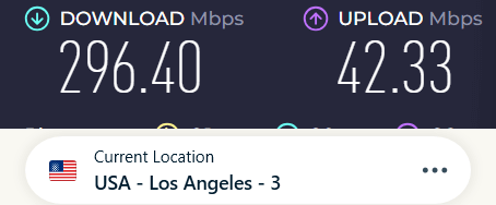 ExpressVPN speed test result for Los Angeles