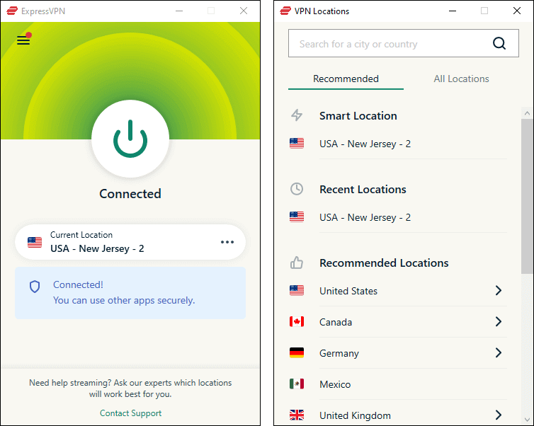 ExpressVPN Two Windows