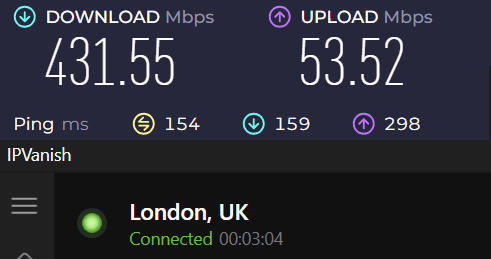 IPVanish speeds to UK