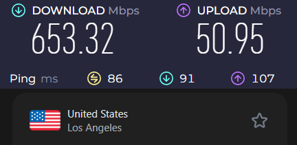 Surfshark VPN speed test for Los Angeles