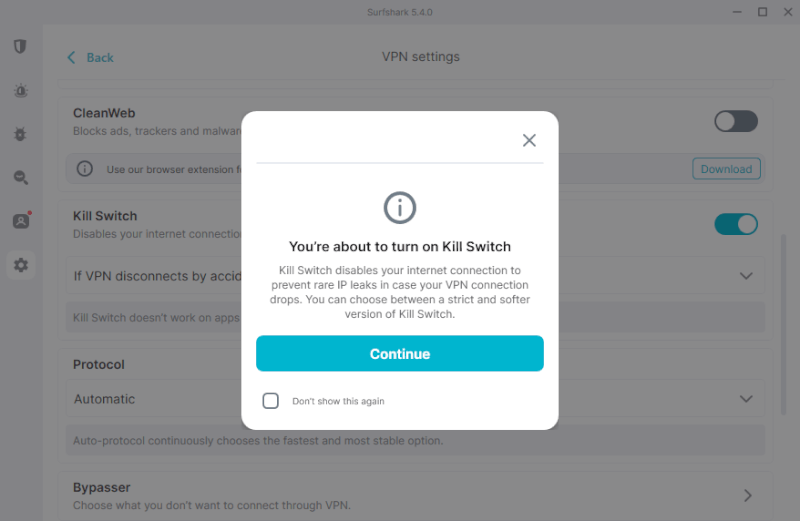 Surfshark kill switch