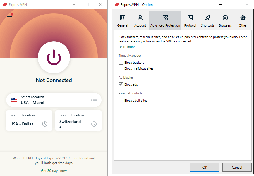 ExpressVPN desktop block ads option