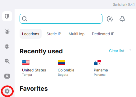 Open Surfshark Desktop app Settings