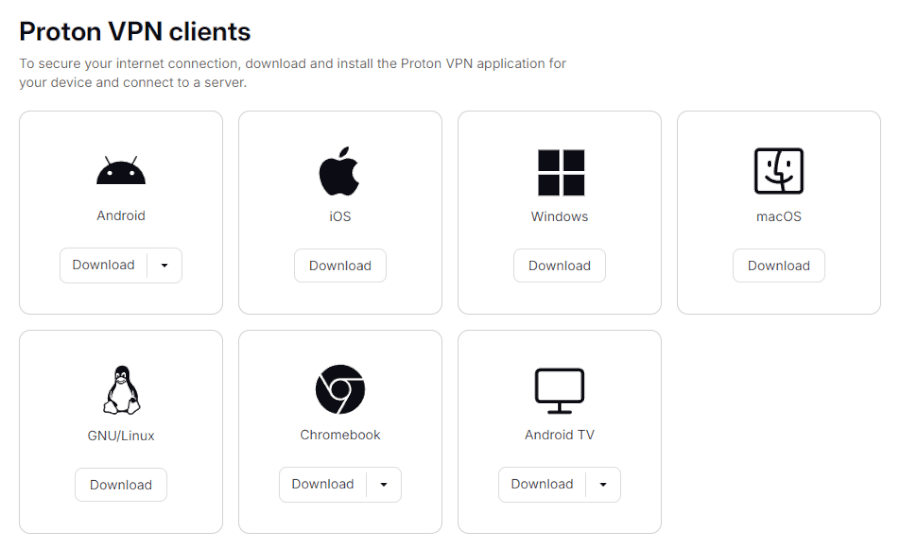 Proton VPN clients