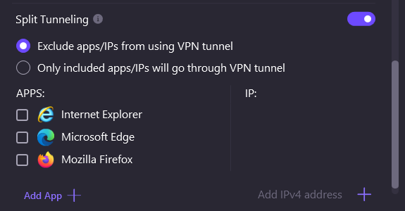 protonvpn split tunneling