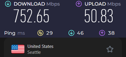 Surfshark 752 Mbps