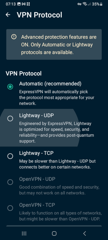 ExpressVPN protocols