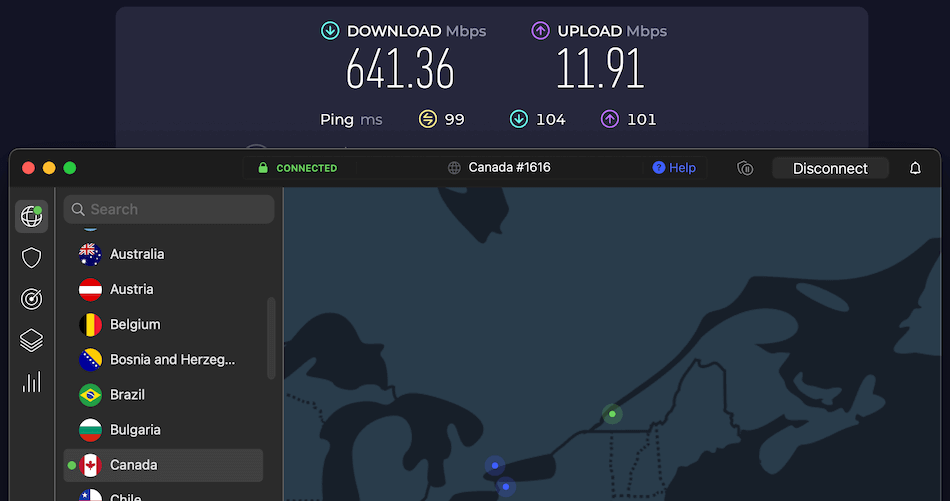 Montreal Canada VPN server speed test