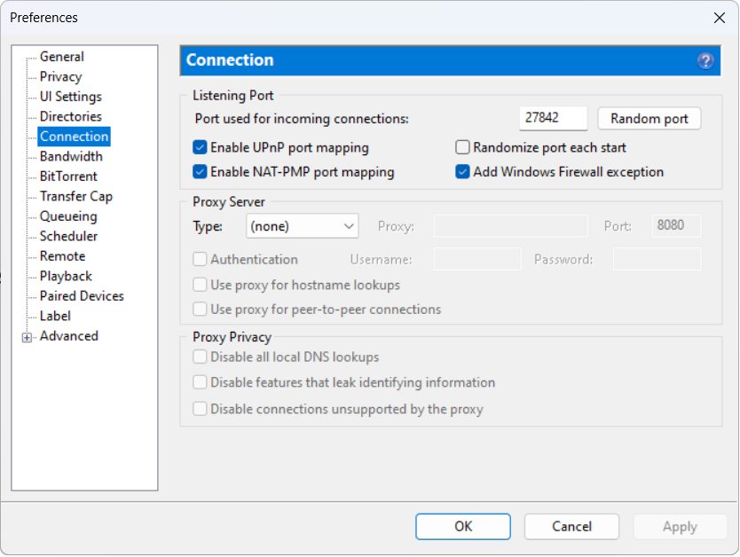 Configure uTorrent