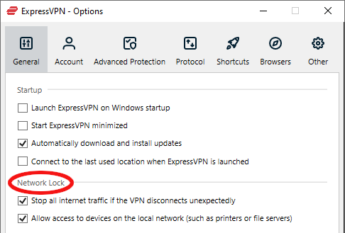 ExpressVPN Network Lock Kill Switch