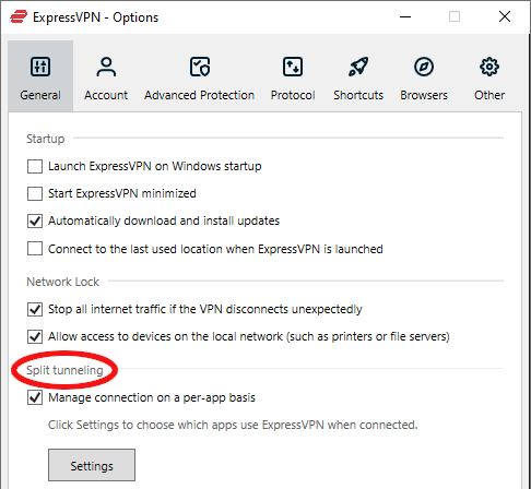 ExpressVPN Split Tunneling