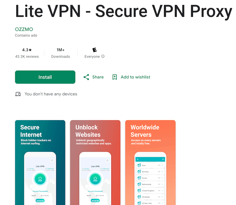 free VPN apps Android with proxylib 2024