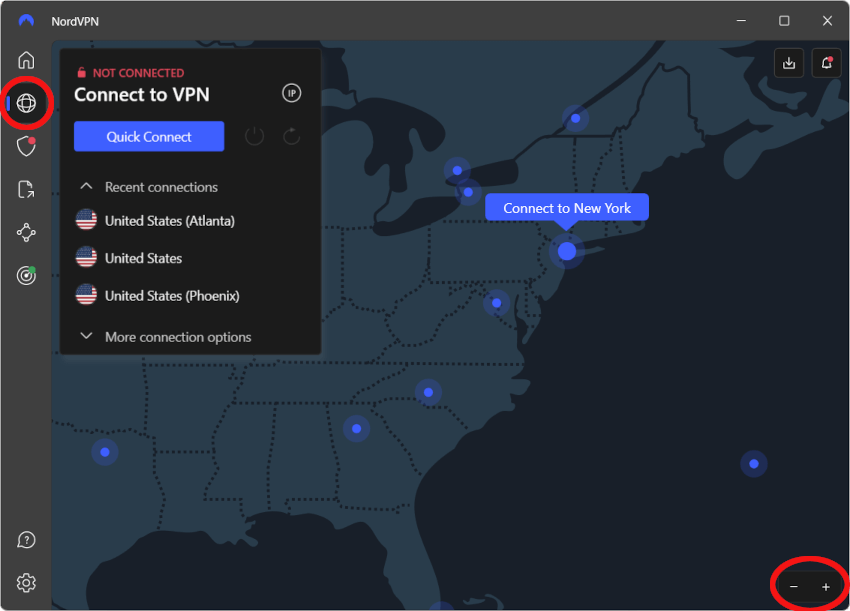 Selecting a NordVPN server