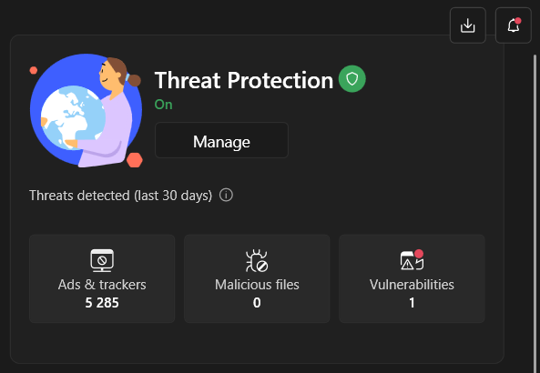 NordVPN Threat Protection Control Panel