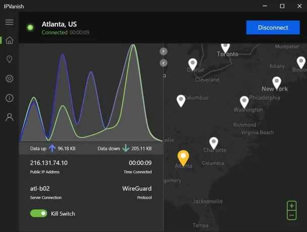 IPVanish VPN for Quest 2: Interface