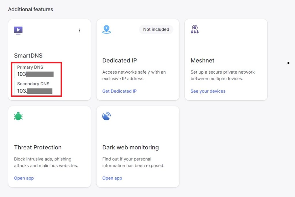 NordVPN primary and secondary DNS