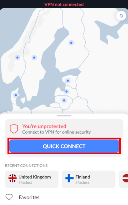 NordVPN app on iPhone