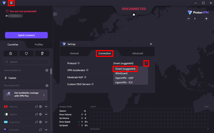 Proton VPN smart protocol feature