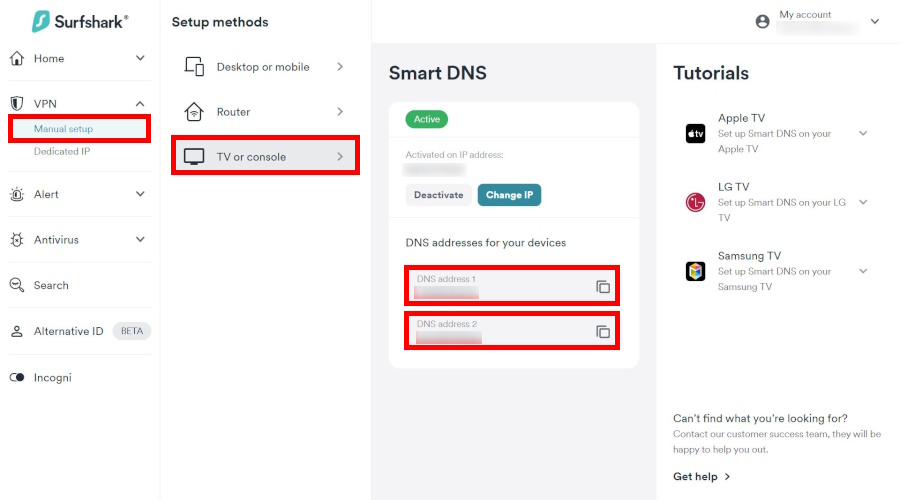 Surfshark smart DNS