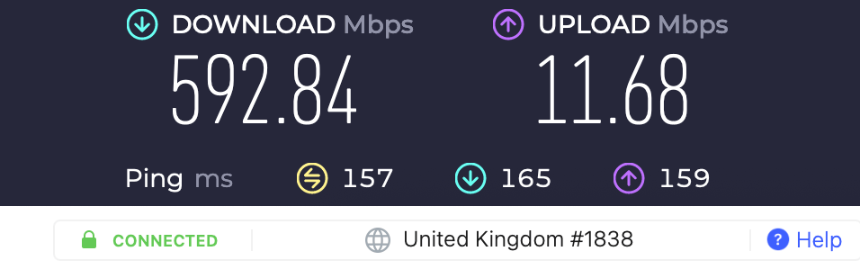 UK speeds with NordVPN