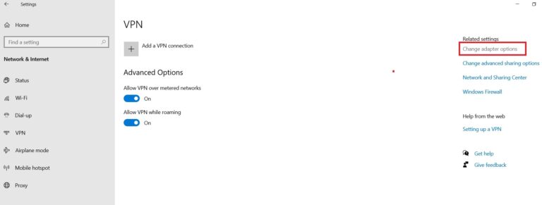 VPN for Xbox:Change adapter options