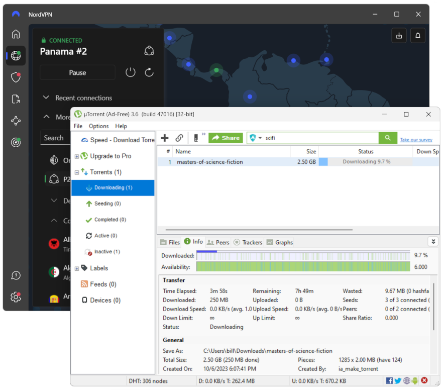 NordVPN and uTorrent working together.