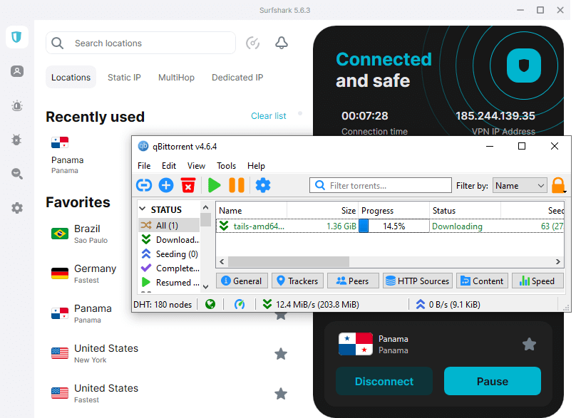 Surfshark and qBittorrent working together